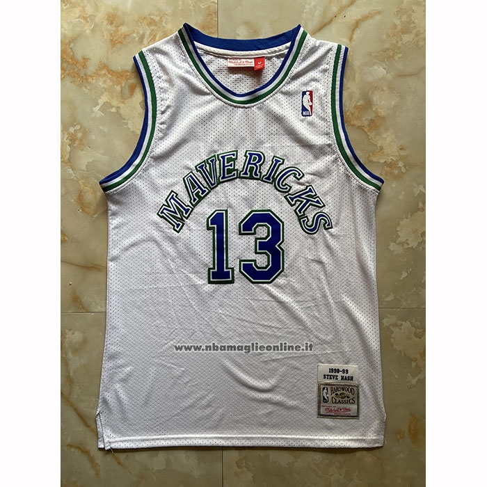Maglia Dallas Mavericks Steve Nash No 13 Mitchell & Ness 1994-95 Bianco